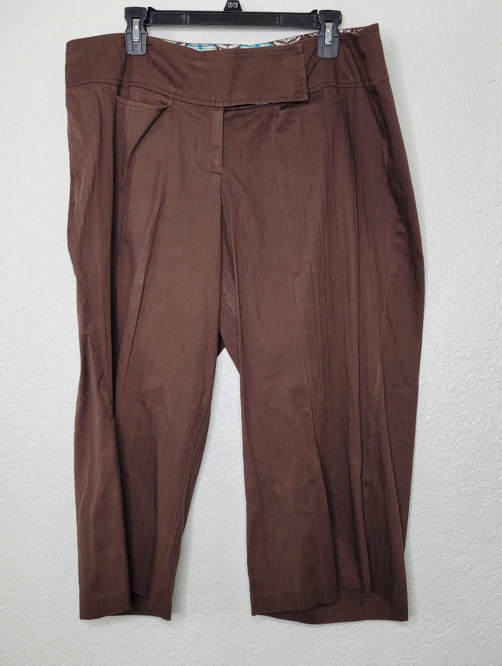 Torrid Size 18 Brown Cotton Blend Capri Trousers Dress Pants Vintage Y2K